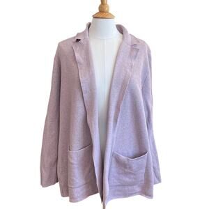 Ann Taylor LOFT Lavender / Purple Cotton Open Sweater Blazer/Jacket Pockets XL